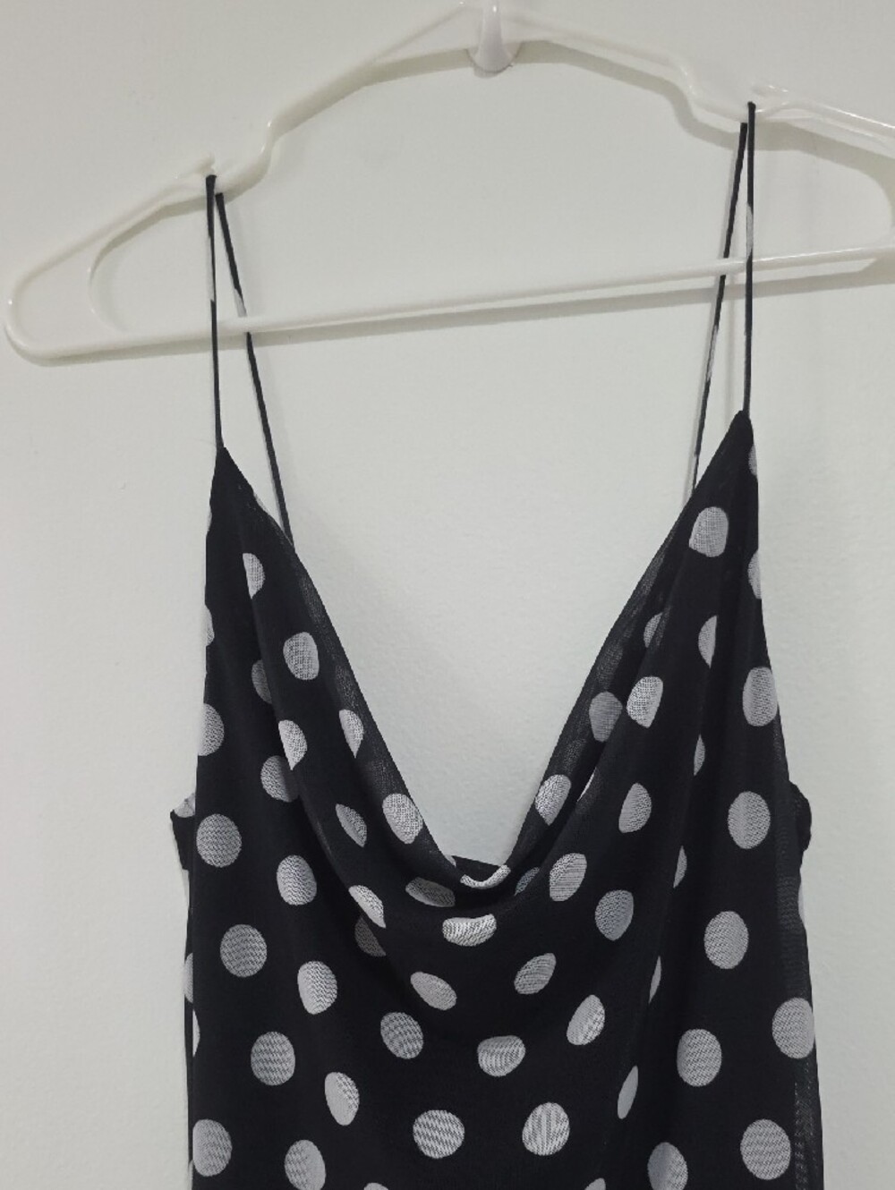 Polka Dot Slip Midi Dress in Black - Picture 3 of 6